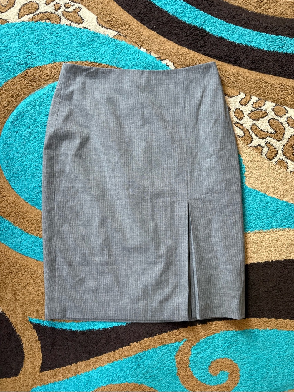 Ann Taylor Gray Pinstripe Pencil Skirt with Front Pleat